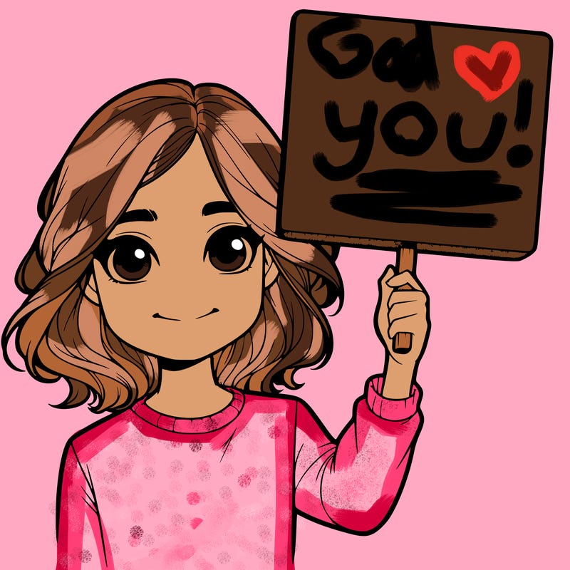 realistic girl holding up a sign