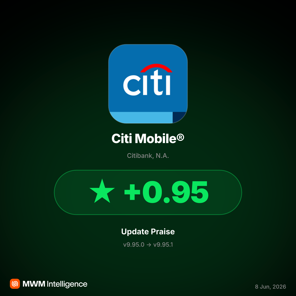 Citi Mobile v9.95.1 Streamlines PIN Reset in May 2026, Lifting Ratings