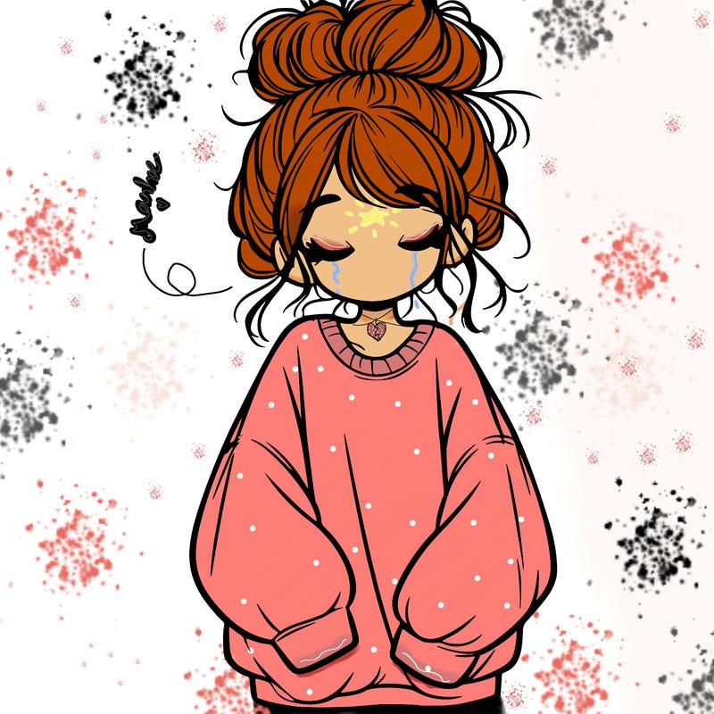 girl with baggy sweatshirt and messy bun