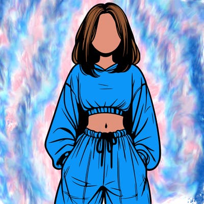 realistic girl faceless with baggy pants and a crop top