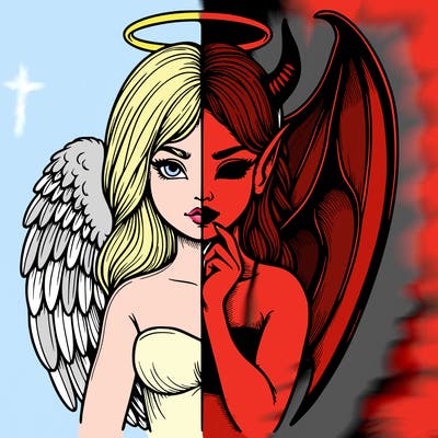 realistic angel half demon