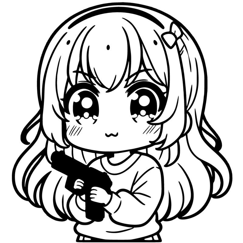 cute girl holding a gun