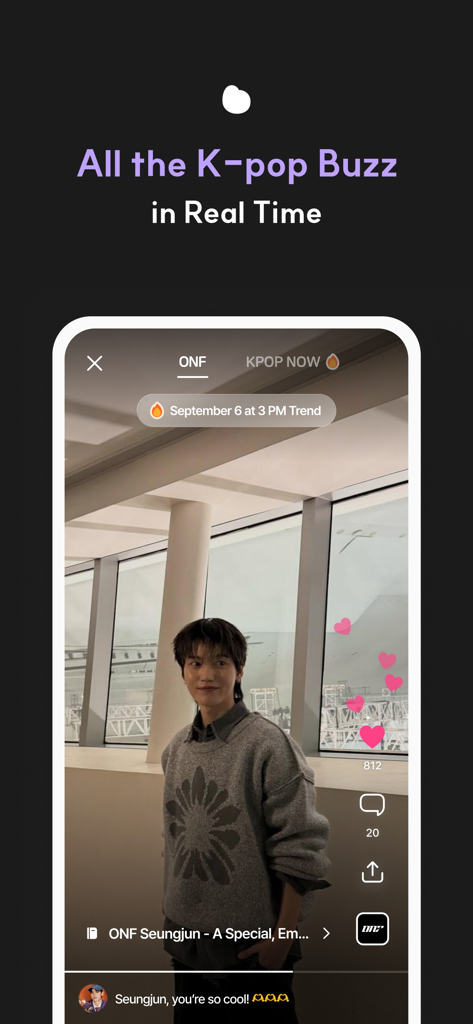 blip: Kpop idol schedule app - Blip app interface showing real time Kpop video updates and fan interactions