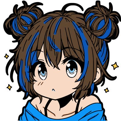 a manga girl with messy small buns