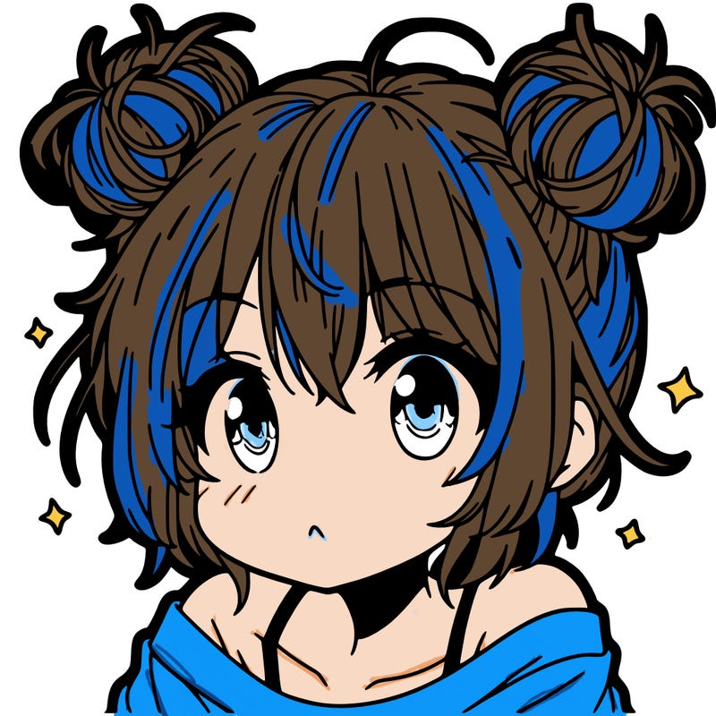 a manga girl with messy small buns