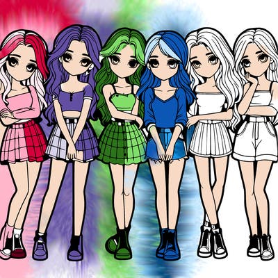 a group of girls realistic