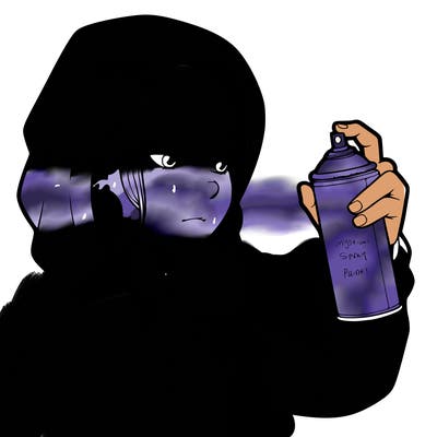 a realistic girl, spray painting