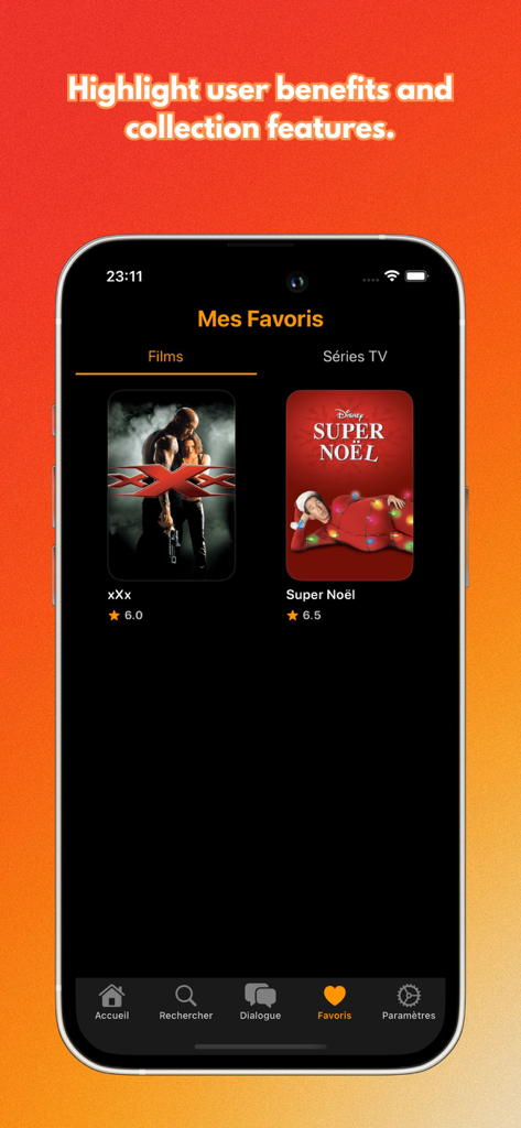 Interfaz de la app Lookmovie mostrando una colección personalizada de películas favoritas.