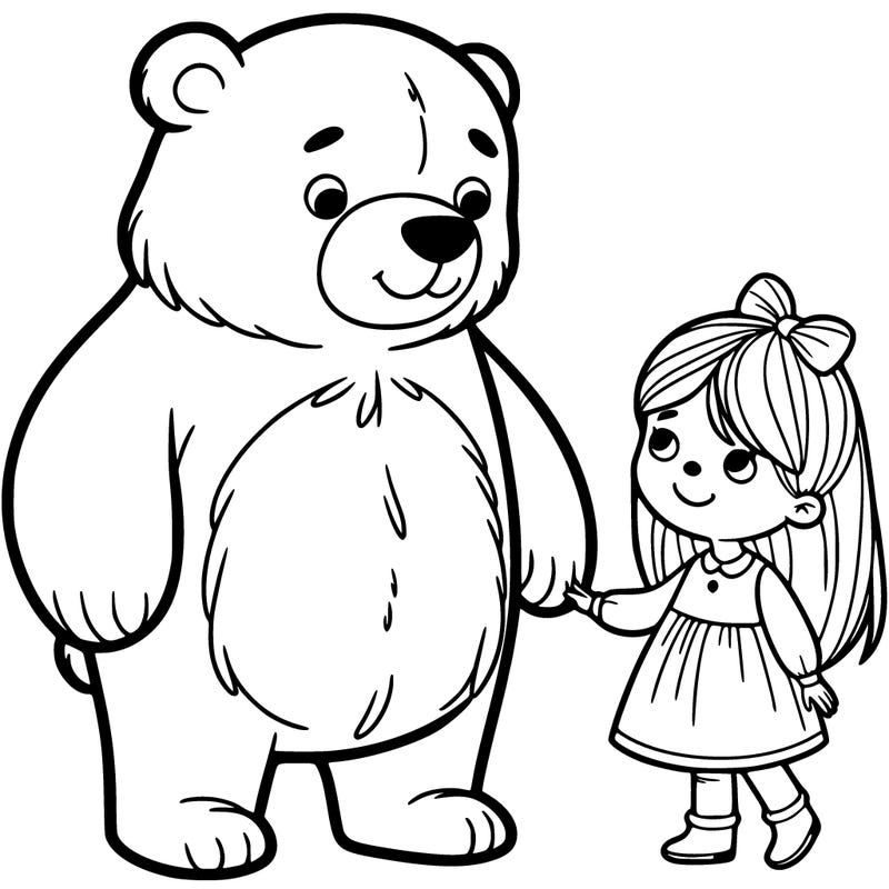 a big bear and a little girl