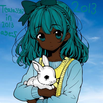 manga girl holding a baby bunny