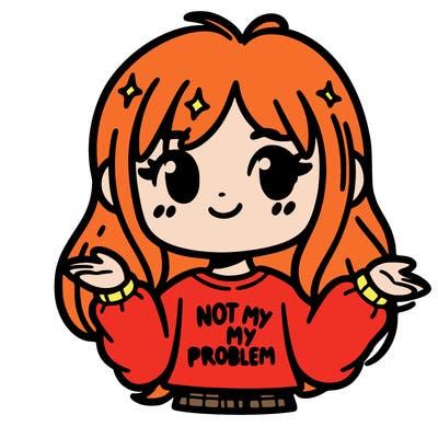 cute girl with a shirt saying "not my problem"