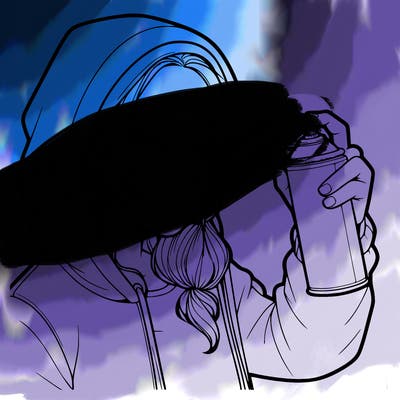 a realistic girl, spray painting