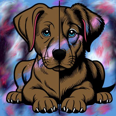 realistic dog split picture