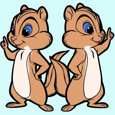 two tamias standing up split realistic