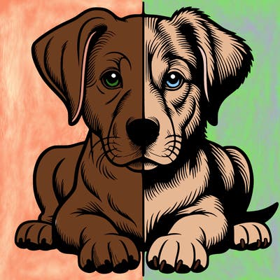 realistic dog split picture