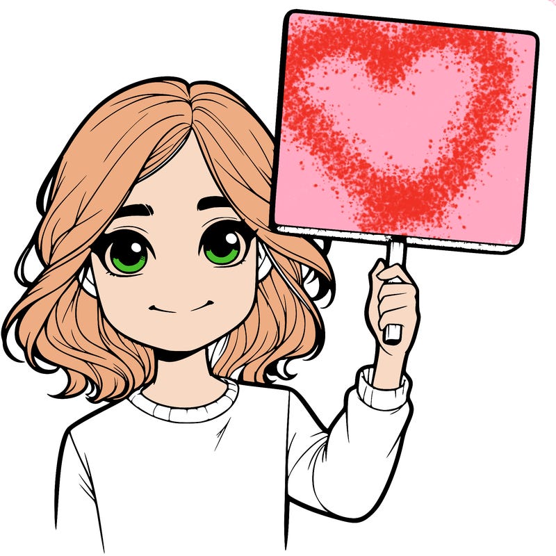 realistic girl holding up a sign