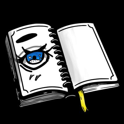 big blank open journal with blank background