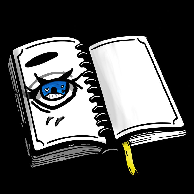 big blank open journal with blank background