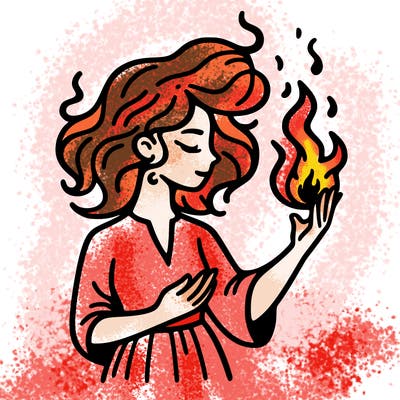 woman with fire