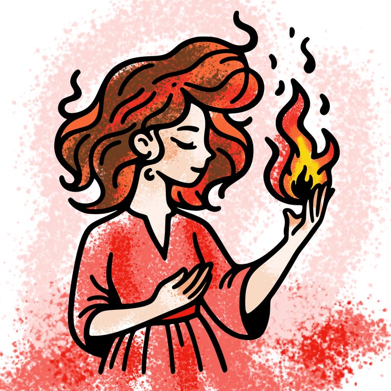 woman with fire