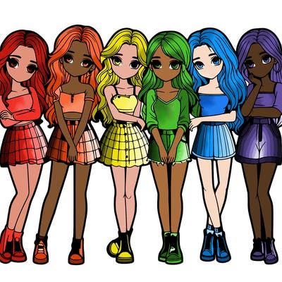 a group of girls realistic