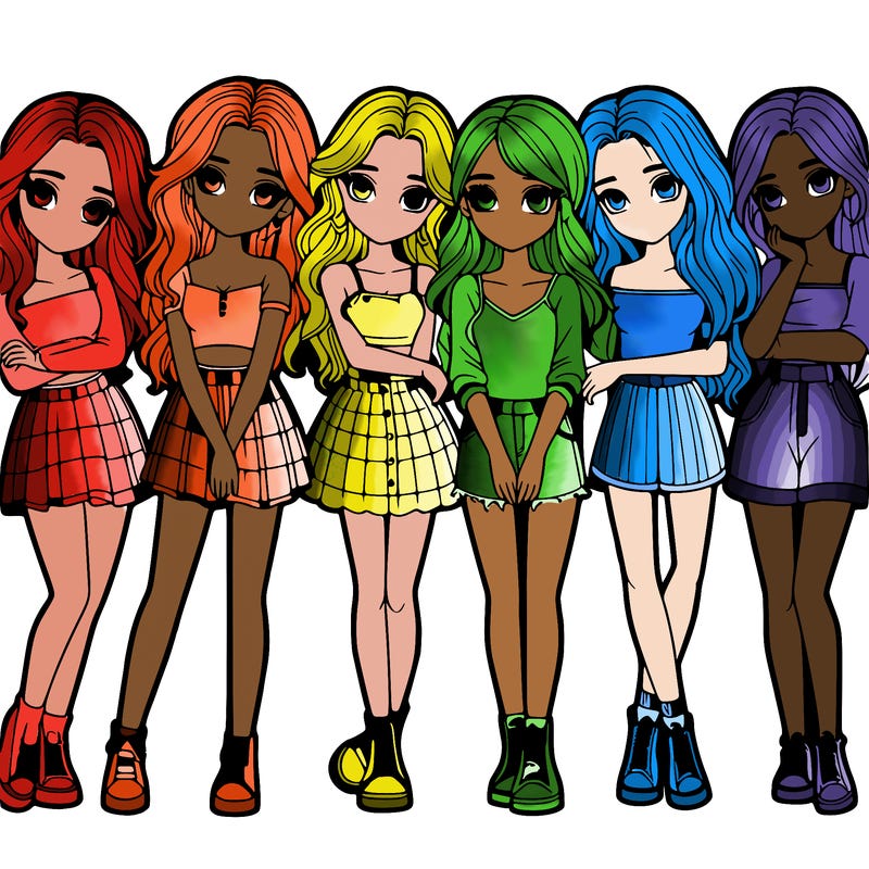 a group of girls realistic