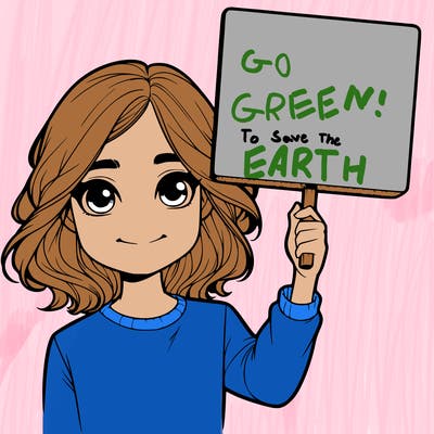 realistic girl holding up a sign