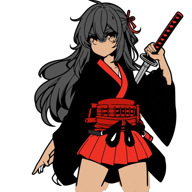 anime girl with sword and cool pose