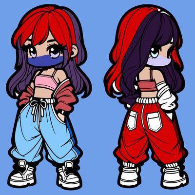 girl in crop top and baggy pants