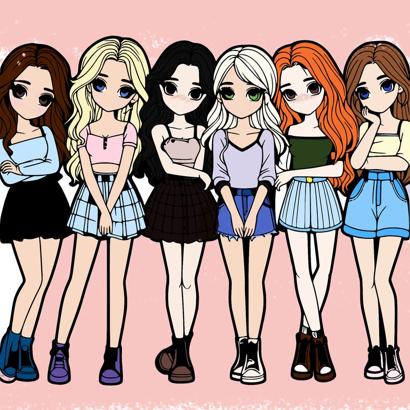 a group of girls realistic