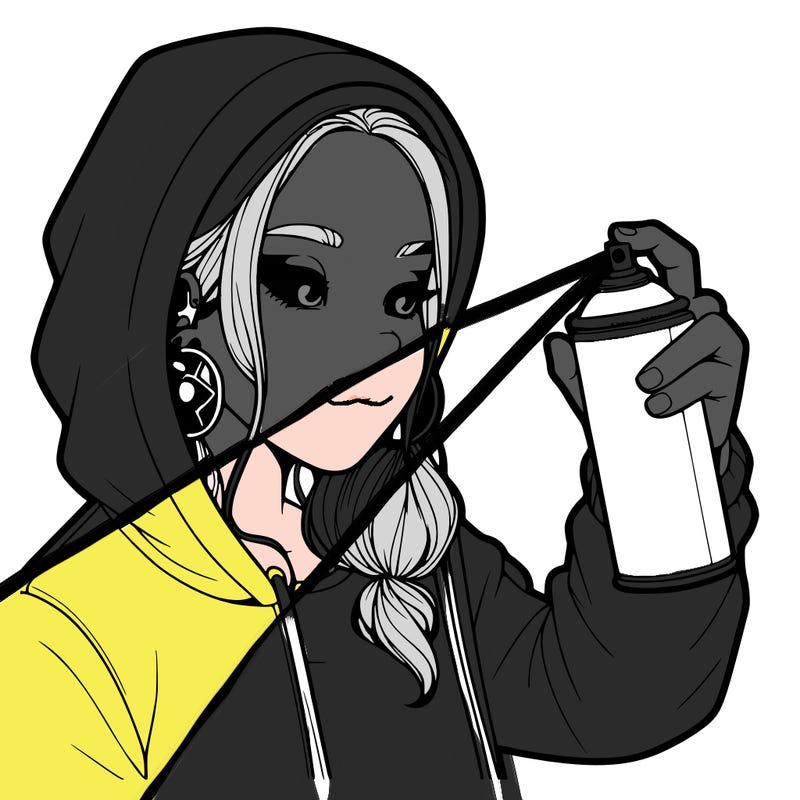 a realistic girl, spray painting