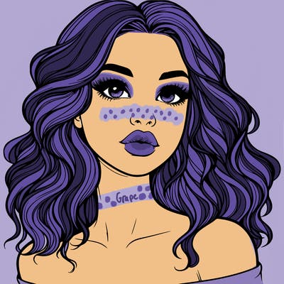 realistic girl with wavy hair and lips