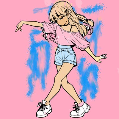 realistic girl danceing