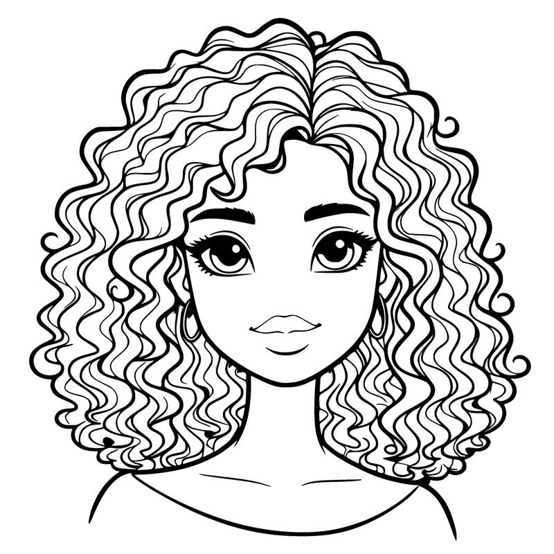realistic girl with curly hair