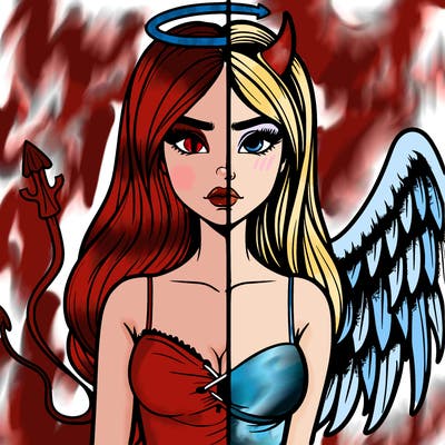 devil vs angel realistic girl