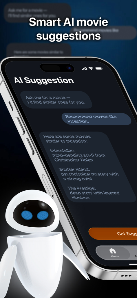 Hit MovieFlix - AI chatbot interface in the Hit MovieFlix app providing movie suggestions
