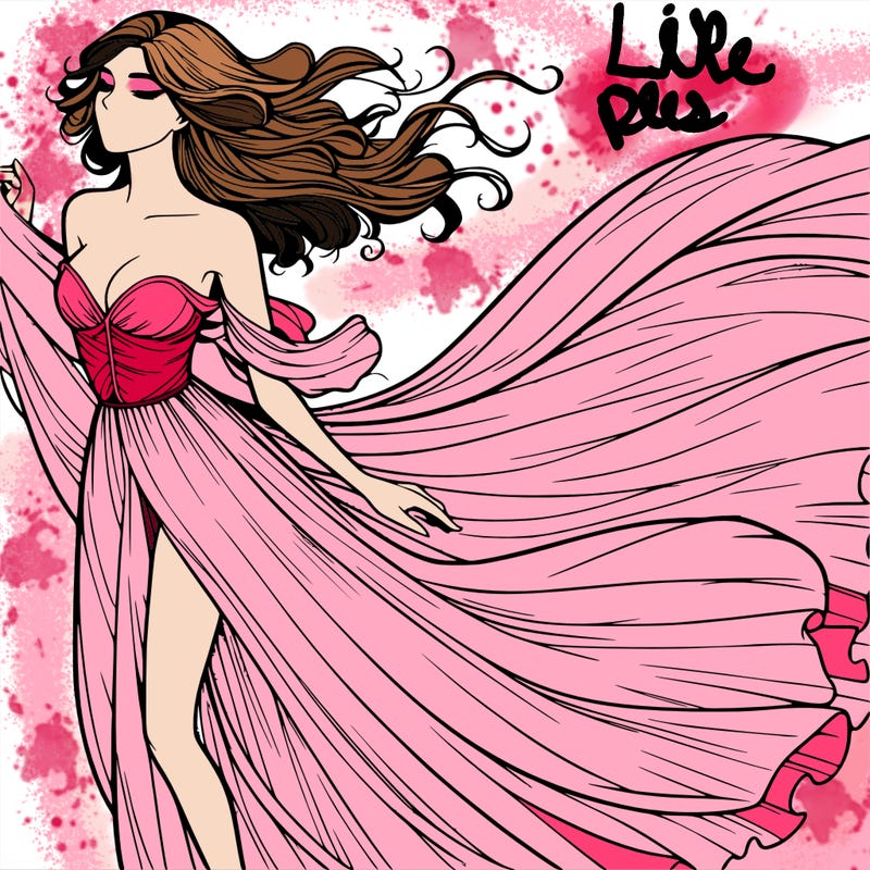 realistic woman in dress flowing the the wind