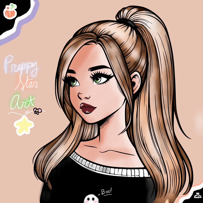 realistic girl with a high ponytail