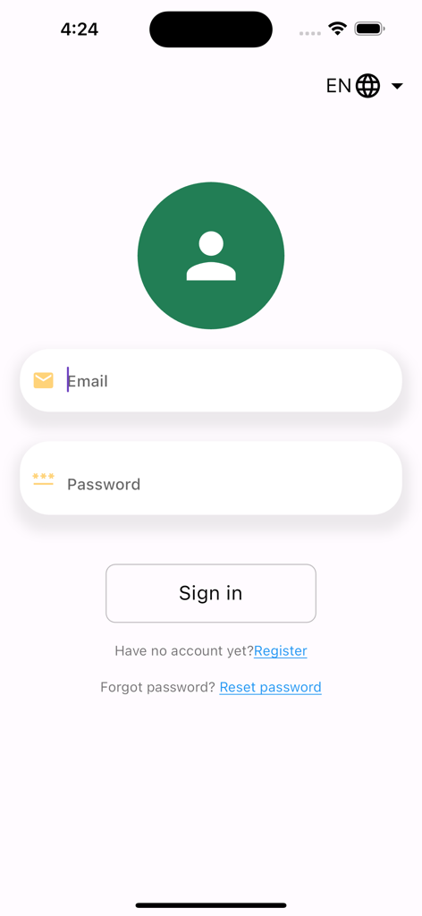 cPen Network app sign in screen with email and password input fields