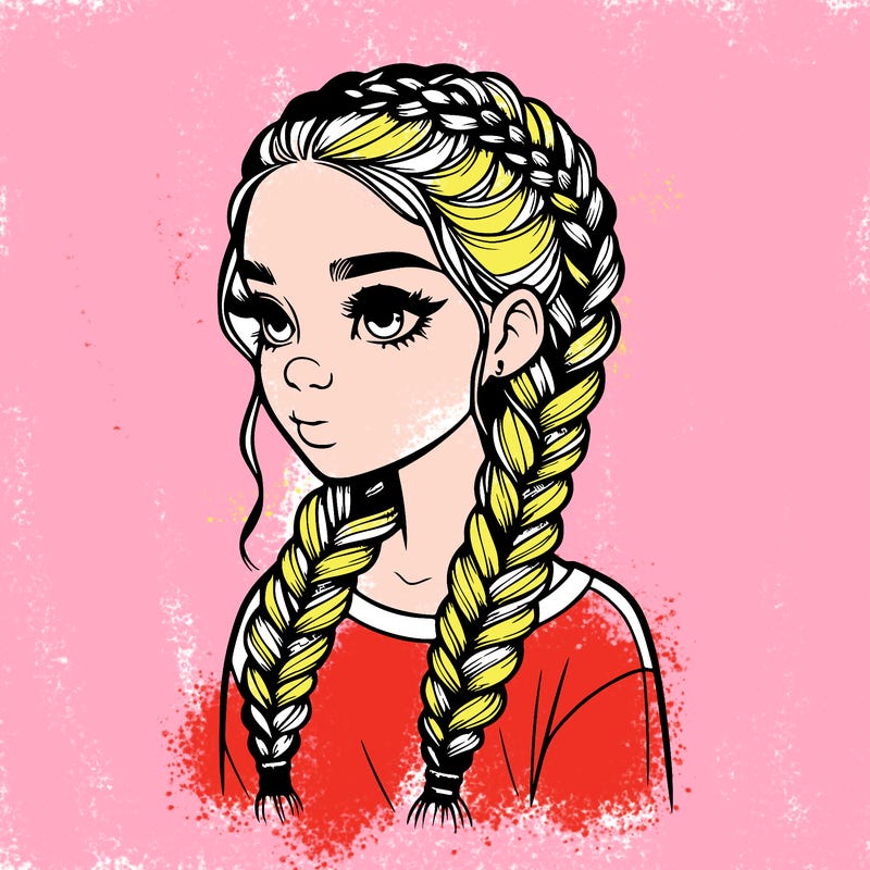 realistic girl with braids