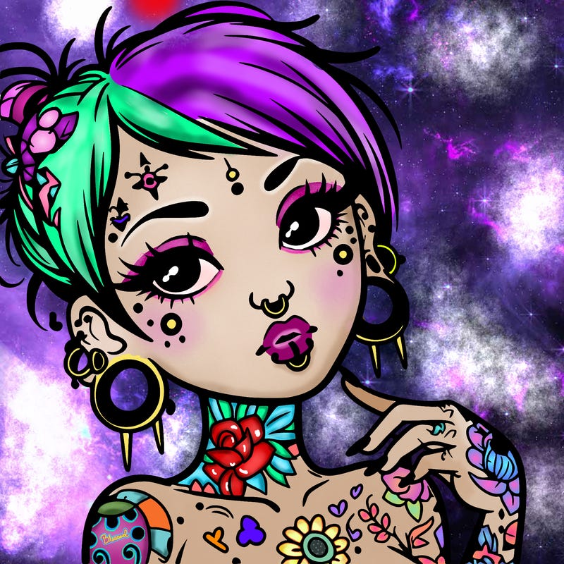 .tattooed girl with piercings