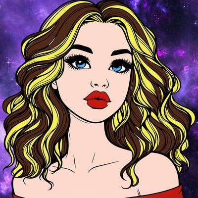 realistic girl with wavy hair and lips