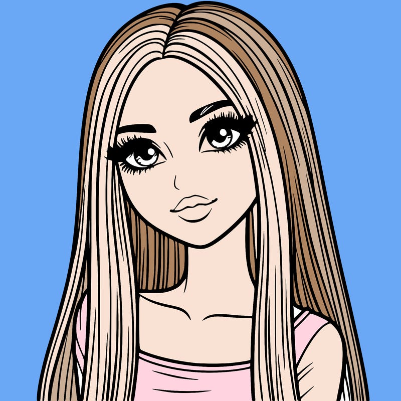 realistic girl with straight and long hair