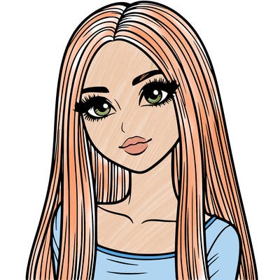 realistic girl with straight and long hair