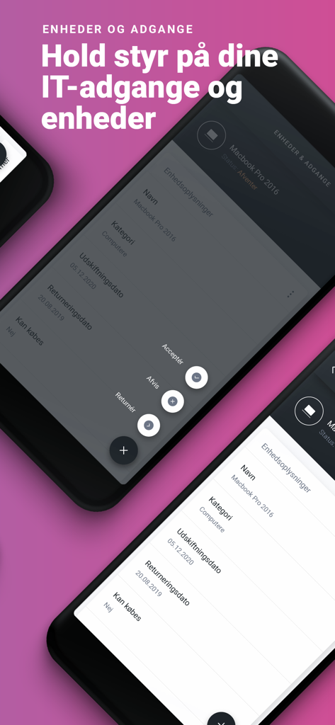 Interface de l'application Zenegy Payroll montrant les appareils informatiques attribués et la gestion des accès pour les employés