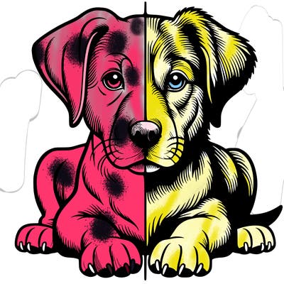 realistic dog split picture