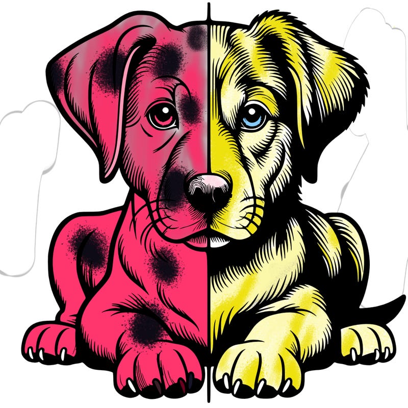 realistic dog split picture