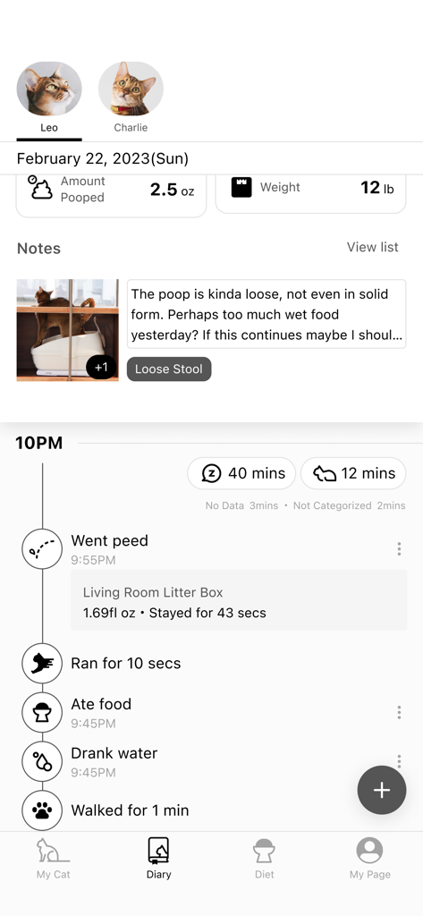 Catlog: Cat's Wellness Service - Daily activity and health tracker for a cat in the Catlog app