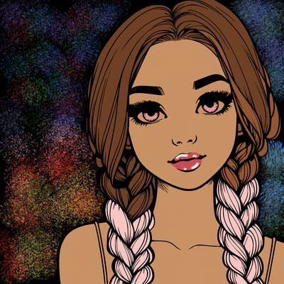 realistic girl with braids