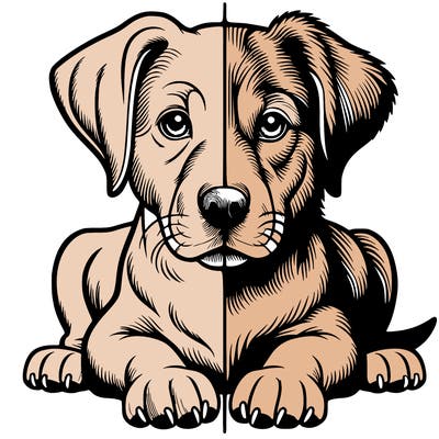 realistic dog split picture